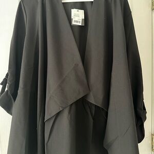 Black Open Front Utility Jacket